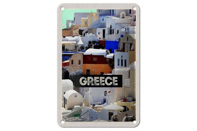 Blechschild Reise 12x18 cm Greece Griechenland Häuser Urlaub Schild