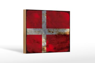 Holzschild Flagge Dänemark 18x12 cm Flag of Denmark Rost Deko Schild