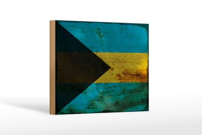 Holzschild Flagge Bahama 18x12 cm Flag of Bahamas Rost Deko Schild