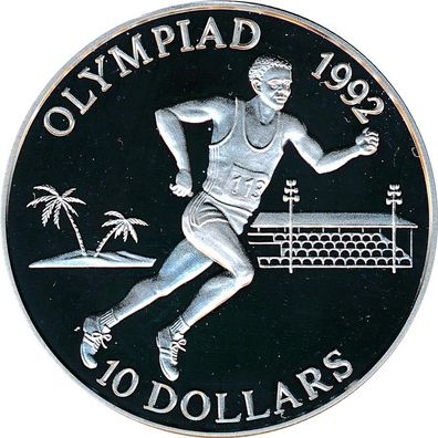 Solomon Islands 10 Dollars 1991 PP Olympiade 1992 in Barcelona - Läufer Silber*