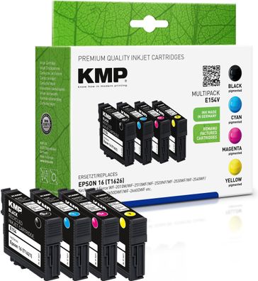 KMP Multipack E154V schwarz, cyan, magenta, gelb Tintenpatronen ersetzen Epson ...