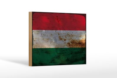 Holzschild Flagge Ungarn 18x12 cm Flag of Hungary Rost Deko Schild