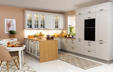 Klassische Küche Küchenzeile 290 cm erweiterbar hellgrau matt Neu