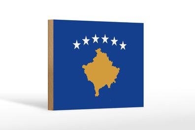 Holzschild Flagge Kosovo 18x12 cm Flag of Kosovo Deko Schild