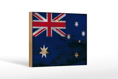 Holzschild Flagge Australien 18x12 cm Flag Australia Rost Deko Schild