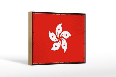 Holzschild Flagge Hongkongs 18x12 cm Retro Flag Hong Kong Deko Schild