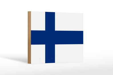 Holzschild Flagge Finnlands 18x12 cm flag of Finland Deko Schild