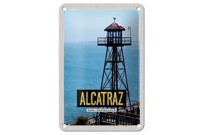 Blechschild Reise 12x18 cm San Francisco Alcatraz Meer Turm Schild