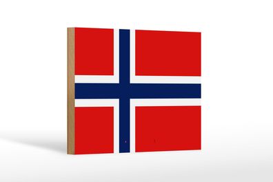 Holzschild Flagge Norwegens 18x12 cm Flag of Norway Deko Schild
