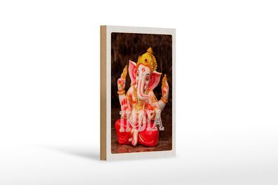 Holzschild Reise 12x18 cm Indien Skulptur Ganesha Gott Hindu Schild