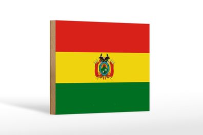 Holzschild Flagge Boliviens 18x12 cm Flag of Bolivia Deko Schild