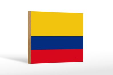 Holzschild Flagge Kolumbiens 18x12 cm Flag of Colombia Deko Schild
