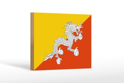 Holzschild Flagge Bhutans 18x12 cm Flag of Bhutan Deko Schild