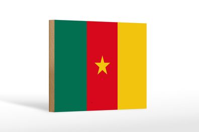 Holzschild Flagge Kameruns 18x12 cm Flag of Cameroon Deko Schild