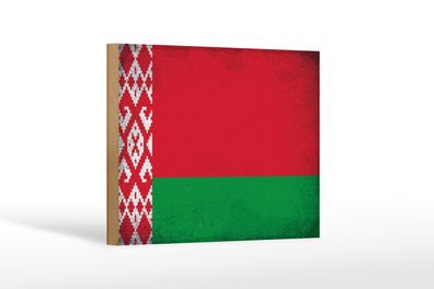 Holzschild Flagge Weißrussland 18x12 cm Belarus Vintage Deko Schild