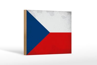 Holzschild Flagge Tschechien 18x12cm Czech Republic Vintag Deko Schild