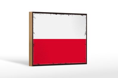 Holzschild Flagge Polens 18x12 cm Retro Flag of Poland Deko Schild