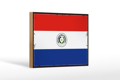 Holzschild Flagge Paraguays 18x12cm Retro Flag of Paraguay Deko Schild