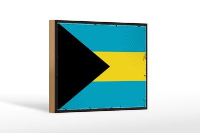Holzschild Flagge Bahamas 18x12 cm Retro Flag of Bahamas Deko Schild
