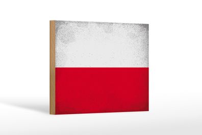 Holzschild Flagge Polen 18x12 cm Flag of Poland Vintage Deko Schild