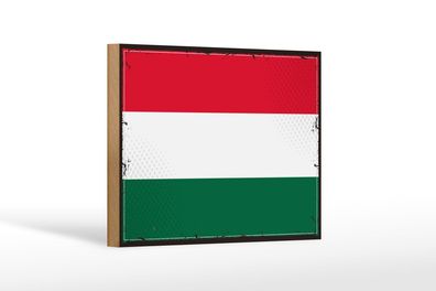 Holzschild Flagge Ungarns 18x12 cm Retro Flag of Hungary Deko Schild