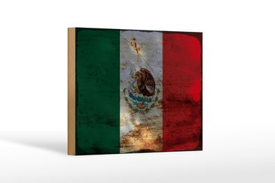 Holzschild Flagge Mexiko 18x12 cm Flag of Mexico Rost Deko Schild
