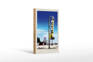 Holzschild Reise 12x18 cm Amerika USA Route 66 Motel Wüste Schild
