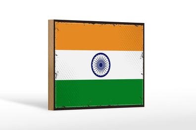 Holzschild Flagge Indiens 18x12 cm Retro Flag of India Deko Schild