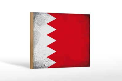 Holzschild Flagge Bahrain 18x12 cm Flag of Bahrain Vintage Deko Schild