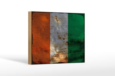 Holzschild Flagge Elfenbeinküste 18x12 cm Ivory Coast Rost Deko Schild