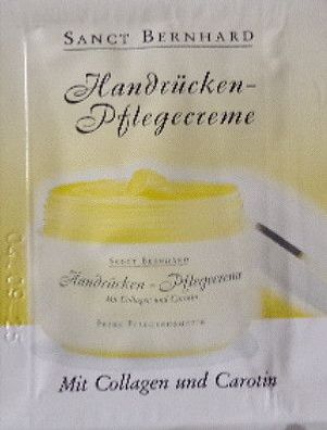 Sanct Bernhard Handrücken Pflegecreme mit Collagen + Carotin 3ml Reisegröße