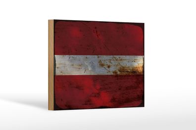 Holzschild Flagge Lettland 18x12 cm Flag of Latvia Rost Deko Schild