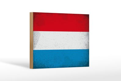 Holzschild Flagge Luxemburg 18x12 cm Luxembourg Vintage Deko Schild