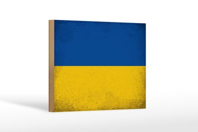 Holzschild Flagge Ukraine 18x12 cm Flag of Ukraine Vintage Deko Schild