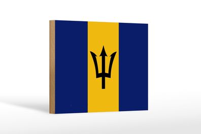 Holzschild Flagge Barbados 18x12 cm Flag of Barbados Deko Schild