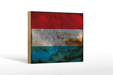 Holzschild Flagge Luxemburg 18x12 cm Flag Luxembourg Rost Deko Schild