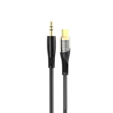 XO NB-R241B Clear Audiokabel Aux-Kabel Audioadpter USB-C - Klinke 3,5mm 1m Schwarz