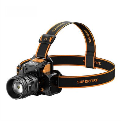 Superfire HL58 Headlight Stirnlampe , 350lm, 2500mAh, USB, 3 Betriebsmodi Schwarz-...
