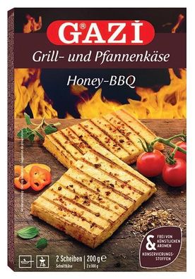Gazi Grillkäse Honey-BBQ 200g 45% Fett i. Tr. Pfannenkäse pikant-süßer Schnitt-Käse