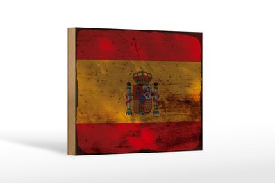 Holzschild Flagge Spanien 18x12 cm Flag of Spain Rost Deko Schild