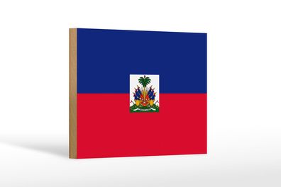 Holzschild Flagge Haitis 18x12 cm Flag of Haiti Deko Schild
