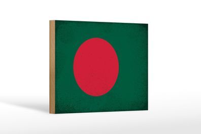 Holzschild Flagge Bangladesch 18x12 cm Bangladesh Vintage Deko Schild