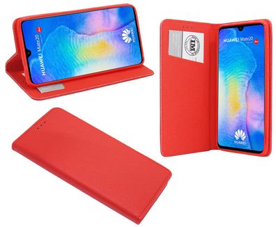 Huawei Mate 20 Tasche Rot Handyhülle Schutzhülle Flip Case Cover Etui Hülle