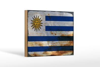 Holzschild Flagge Uruguay 18x12 cm Flag of Uruguay Rost Deko Schild
