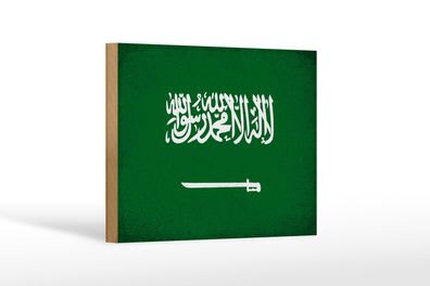 Holzschild Flagge Saudi-Arabien 18x12 cm Arabia Vintage Deko Schild