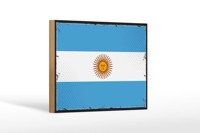 Holzschild Flagge Argentinien 18x12cm Retro Flag Argentina Deko Schild