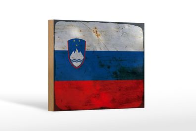 Holzschild Flagge Slowenien 18x12 cm Flag Slovenia Rost Deko Schild