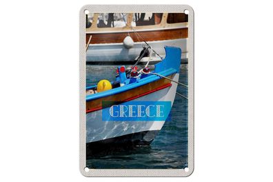Blechschild Reise 12x18 cm Greece Griechenland Sommer Boot Meer Schild