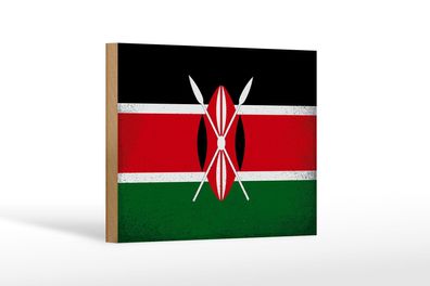 Holzschild Flagge Kenia 18x12 cm Flag of Kenya Vintage Deko Schild