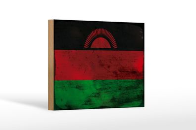 Holzschild Flagge Malawi 18x12 cm Flag of Malawi Rost Deko Schild